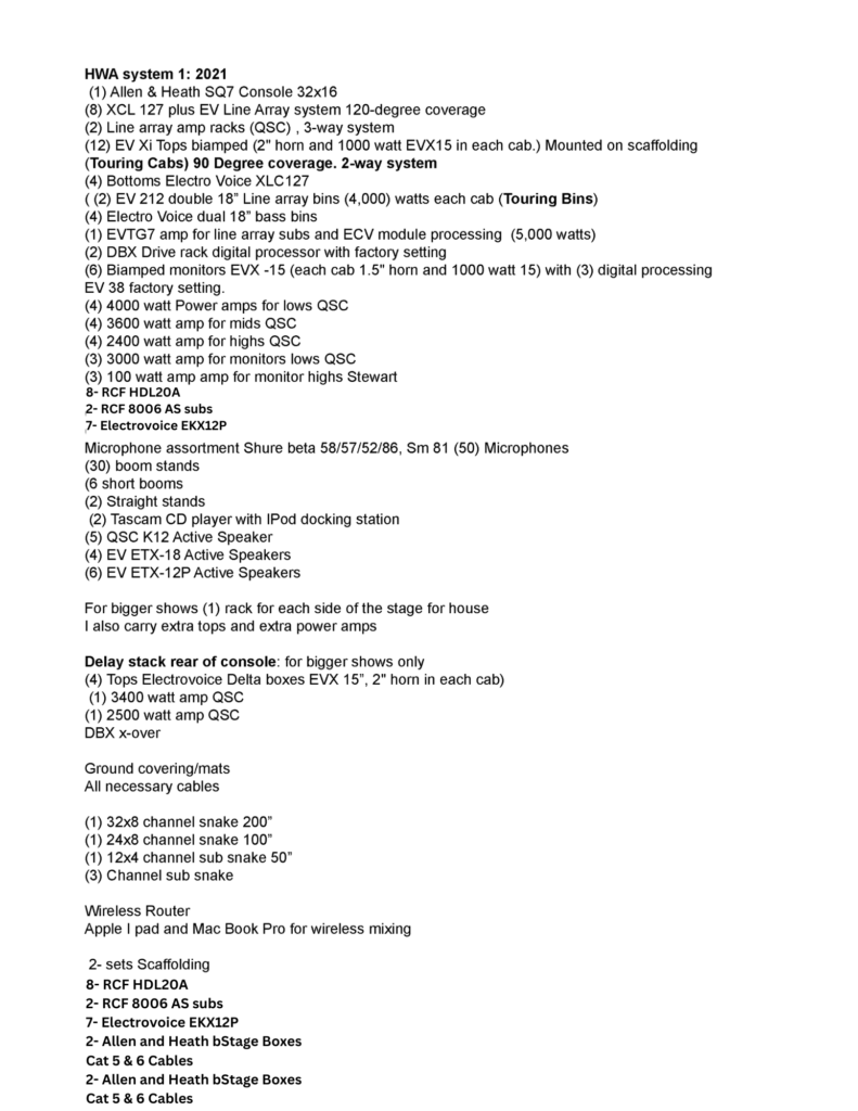 Equipment Harvest Woods Audio